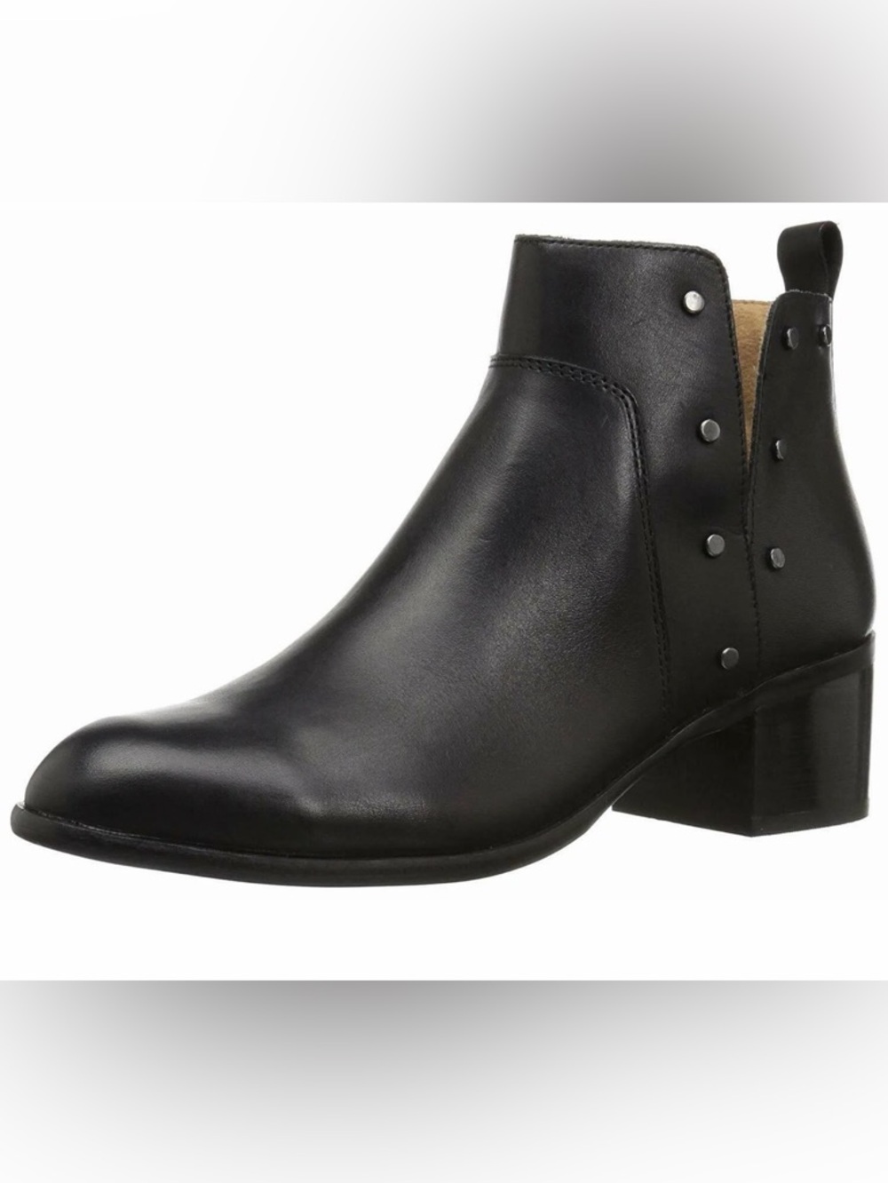 Franco Sarto Richland Studded Bootie, Black Leather, Sz 9.5, GUC